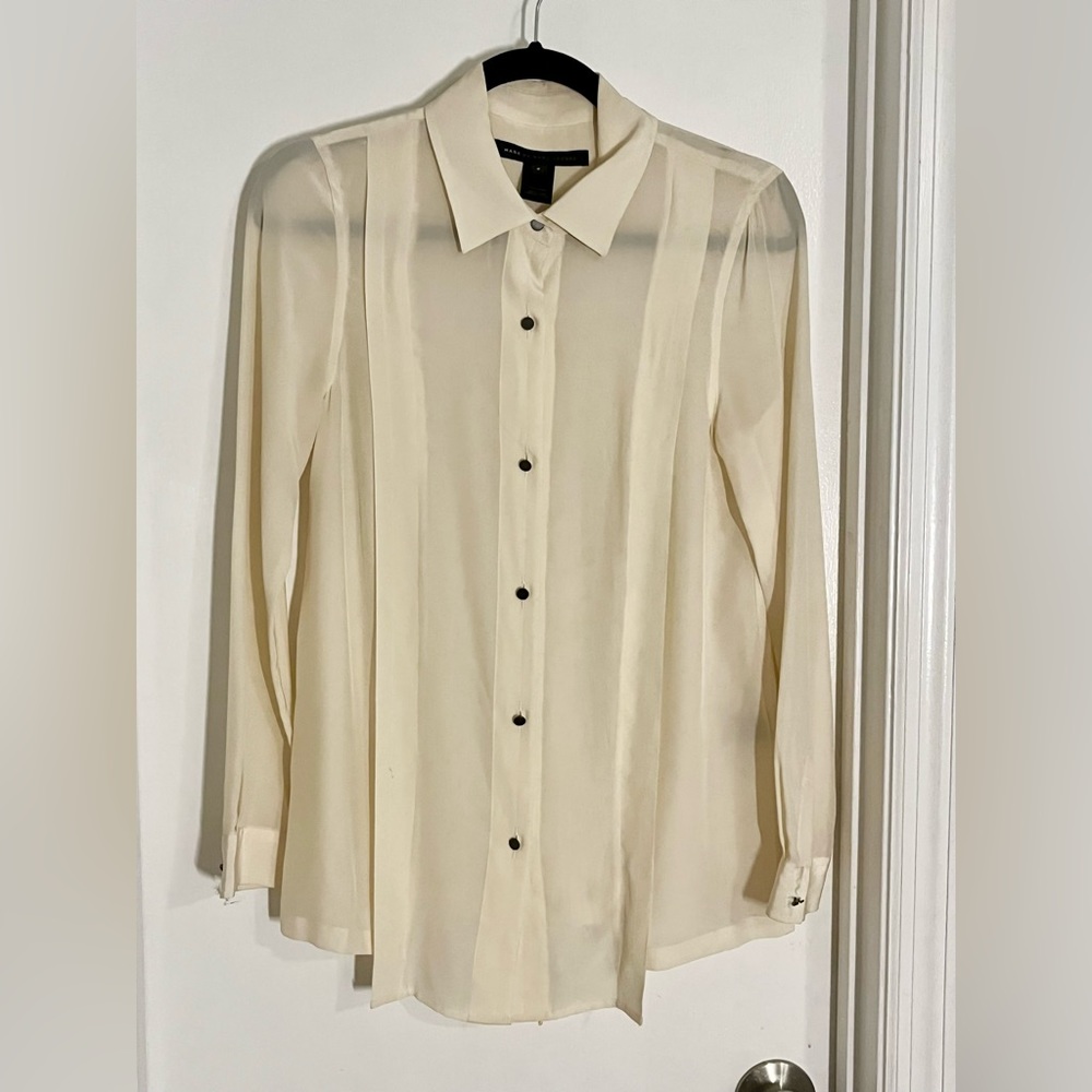 100% Silk Ivory Cream Marc by Marc Jacobs Button Down Shirt Blouse